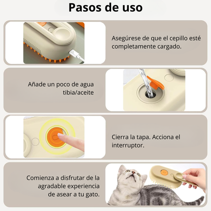 Cepillo de Vapor para Mascotas | Anti Pelo + Masaje + Limpieza