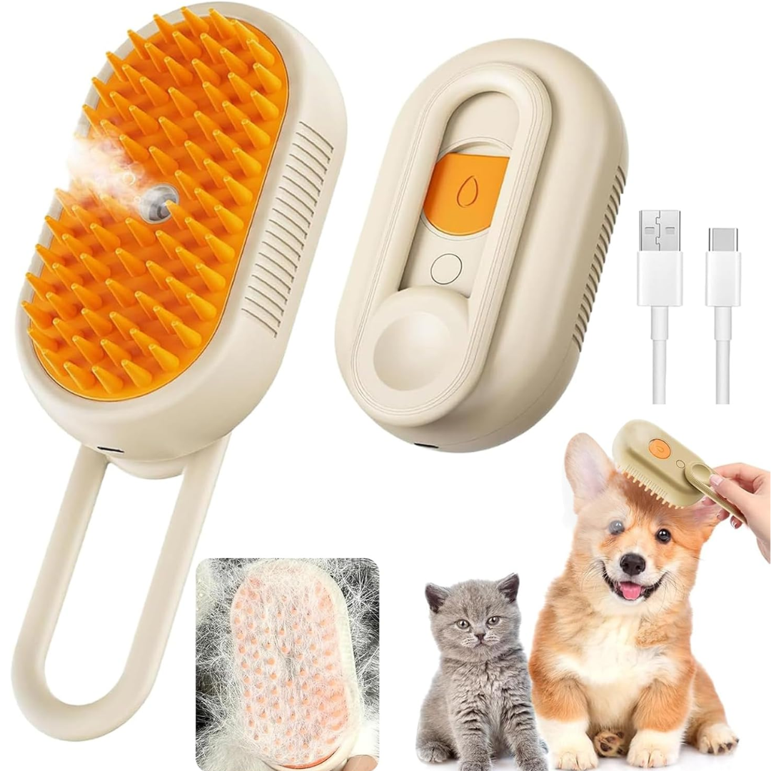 Cepillo de Vapor para Mascotas | Anti Pelo + Masaje + Limpieza