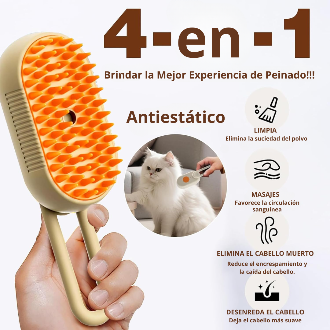 Cepillo de Vapor para Mascotas | Anti Pelo + Masaje + Limpieza