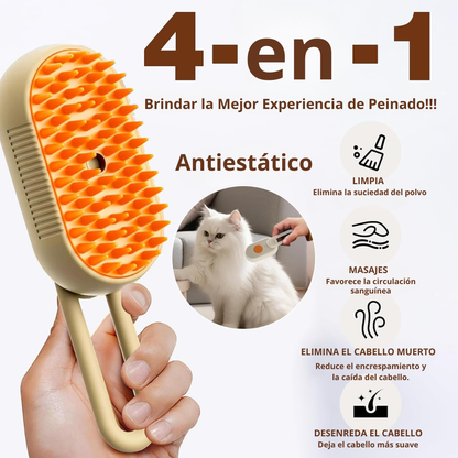 Cepillo de Vapor para Mascotas | Anti Pelo + Masaje + Limpieza